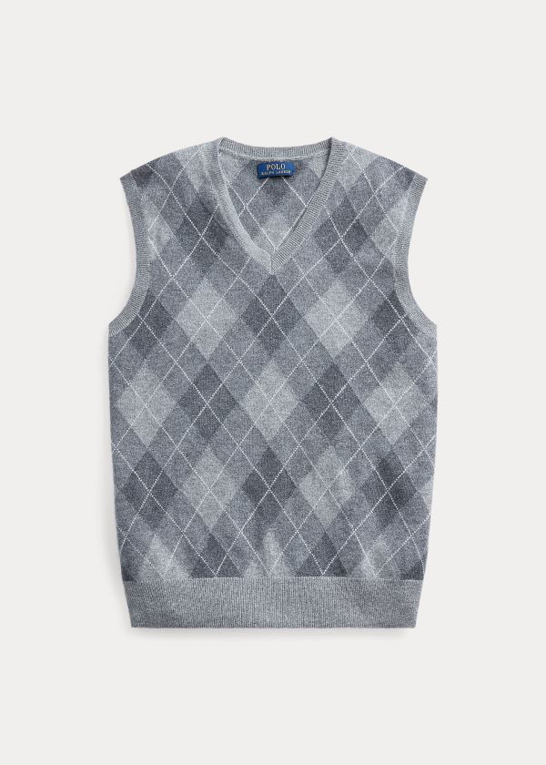 Men's Polo Ralph Lauren Argyle Cashmere Sweater Vests | 026389QYV